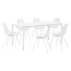[en.casa]® Masa bucatarie/salon design elegant (160x80cm) - cu 6 scaune elegante - alb