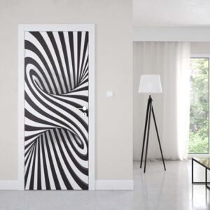 GLIX Tapet netesute pe usă - Modern 3D Optical Illusion Design Black And White