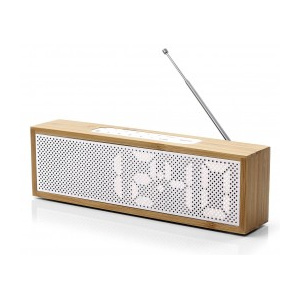 Radio cu ceas Lexon Titanium bambus alb