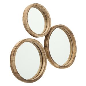 Set 3 oglinzi rotunde maro din lemn Jones Boltze
