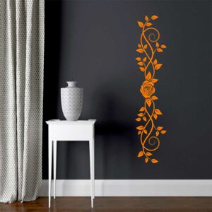 GLIX Floral decoration III. - autocolant de perete Portocaliu 120 x 25 cm