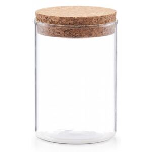 Borcan transparent/maro cu capac din sticla si pluta 400 ml Storage Jar Cork Zeller