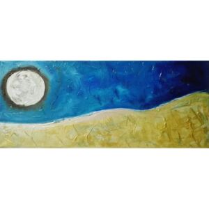 Tablou abstract gata de inramat "Luna Plina", 20x50cm, pictat manual de DOBOS