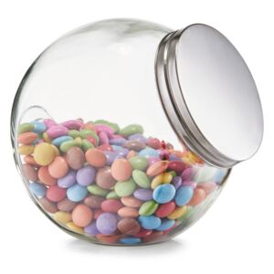Borcan transparent/argintiu cu capac din sticla si metal 1,2 L Candy Jar Maxi Zeller