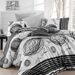 Lenjerie de pat cu cearșaf pentru pat dublu Nazenin Home Blacky, 200 x 220 cm