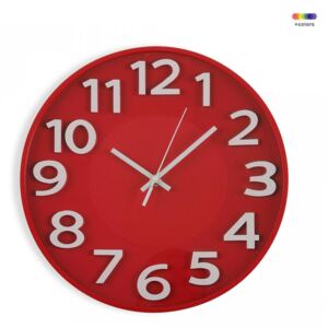 Ceas de perete rotund rosu/alb din plastic 30 cm Red Kitchen Clock Versa Home