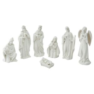 Set 7 figurine religioase din portelan alb 6 cm x 6 cm x 10 h