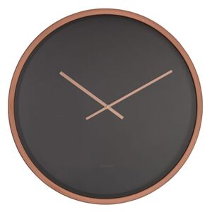 Ceas negru rotund din otel si cupru 60 cm Time Bandit Black/Copper Zuiver