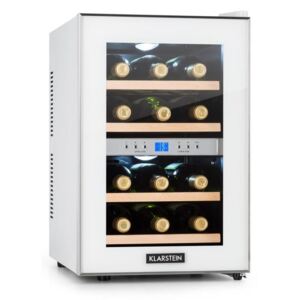 Klarstein RESERVA, frigider pentru vinuri, 34 l, 12 sticle, 2 zone de răcire, 7-18 ° C, albă