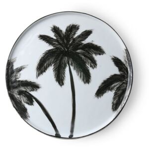 Platou alb/negru din portelan 27 cm Palms HK Living