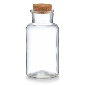 Borcan transparent/maro cu capac din sticla si pluta 500 ml Spice Jar Cork Half Zeller