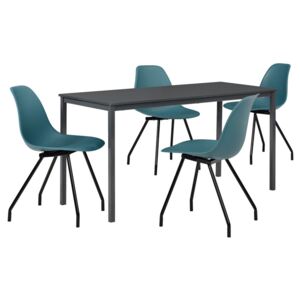 Masa bucatarie/salon design elegant (140x60cm) + 4 scaune turcoaz elegante / scaun bucatarie/salon