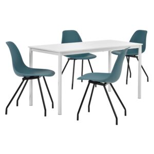 Masa bucatarie/salon design elegant (140x60cm) + 4 scaune turcoaz elegante / scaun bucatarie/salon