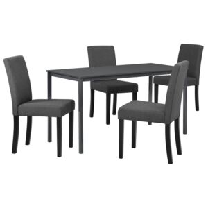 Masa de bucatarie/salon design elegant (140x60cm) - cu 4 scaune tesatura eleganta - gri inchis