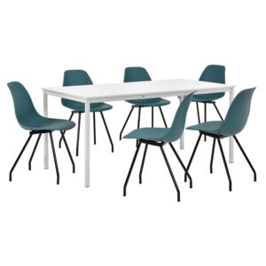 Masa bucatarie/salon design elegant (160x80cm) + 6 scaune turcoaz elegante / scaun bucatarie/salon