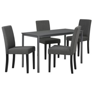 Masa de bucatarie/salon design elegant (120x60cm) - cu 4 scaune tesatura eleganta - gri inchis