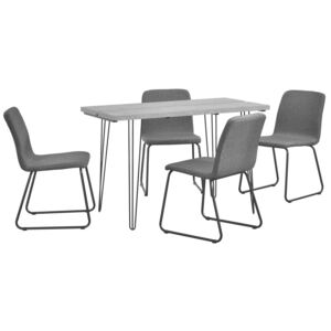 Set Porto masa design bucatarie cu 4 scaune design, Model 2, MDF/otel/plastic, 81 x 44 x 52 cm, efect beton/gri inchis