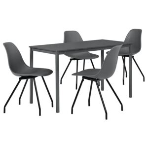 Masa bucatarie/salon design elegant (120x60cm) - cu 4 scaune elegante (gri inchis)