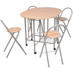 Set masă și scaune de bucătărie pliabile din MDF, 5 piese