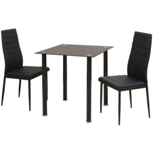 Set masă și scaune de bucătărie, trei piese, negru