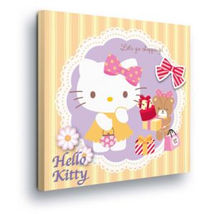 Tablou - Hello Kitty on Striped Background 80x80 cm