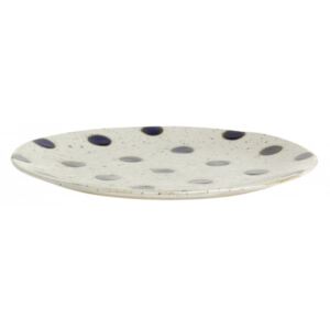 Farfurie bej nisipiu/albastra din ceramica 21 cm Grainy Dot Plate Nordal
