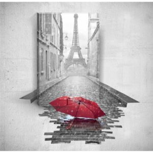 Tablou de perete 3D Mosticx Red Umbrella In Paris, 40 x 60 cm