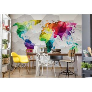 GLIX Fototapet - Modern 3D Colourful World Map Papírová tapeta - 368x280 cm