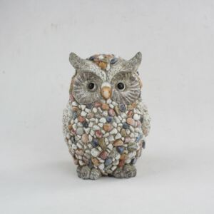 Decorațiune de grădină Dakls Garden Deco Owl With Stones, înălțime 30 cm