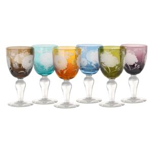 Set 6 pahare colorate din sticla pentru vin Peony Pols Potten