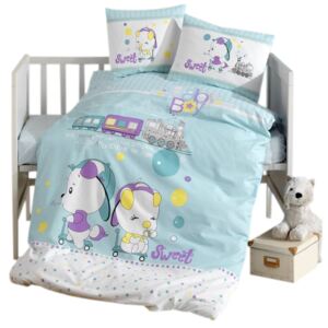 Lenjerie PUFINAS cu 6 piese 60/120 Bumbac 100% BABY SWEET - Blue