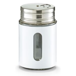 Recipient cu capac alb/argintiu din sticla si inox 270 ml pentru condimente Spice Shaker White Mini Zeller