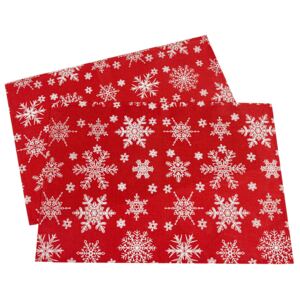 Napron de Crăciun Fulg de zăpadă, roșu, 32 x 45 cm, set 2 buc
