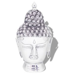 Decorațiune cap Buddha, argintiu, aluminiu