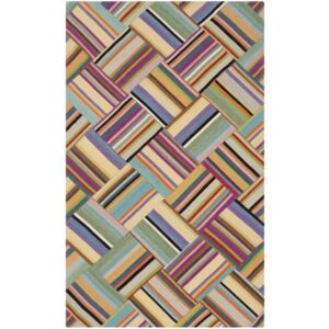 Covor Modern & Geometric Tej, Lana, Roz/Multicolor, 91x152