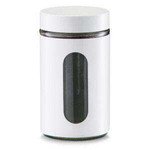 Recipient cu capac alb din sticla si metal 900 ml Storaje Jar White Medium Zeller