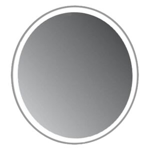 Oglinda rotunda Fluminia Cleo cu led si touch senzitiv plus margine din piele culoare gri