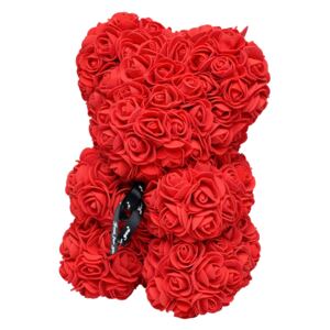Aranjament floral Ursuleț din trandafiri roșii de spumă, 24 cm