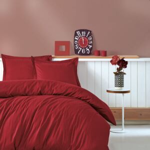 Lenjerie de pat cu cearșaf Stripe, 200 x 220 cm, roșu