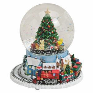 Glob muzical de zăpadă cu tren, 18 cm