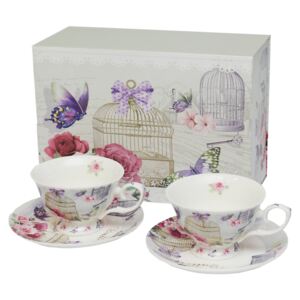 Set două cești ceai cu farfurioară în cutie cadou 2
