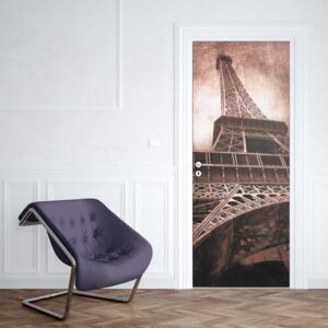 GLIX Tapet netesute pe usă - Paris Eiffel Tower Dark Sepia