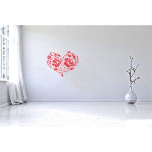 Heart of roses - autocolant de perete Rosu deschis 50 x 41 cm