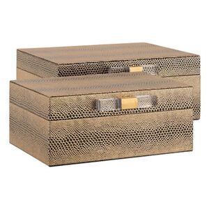 Set 2 cutii pentru bijuterii cu capac aurii din poliuretan si MDF Balou Richmond Interiors