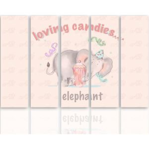 CARO Tablou pe pânză - Loving Candies Elephant 100x70 cm
