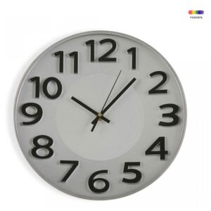 Ceas de perete rotund argintiu/negru din plastic 30 cm Silver Kitchen Clock Versa Home