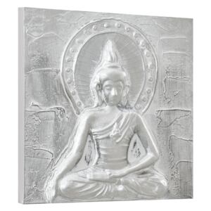 [art.work] Tablou pictat manual - Buda - panza in, cu rama ascunsa - 30x30x2,8cm