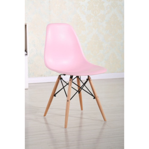 Scaun din plastic cu picioare din lemn Lois Pink, l46xA37xH81 cm