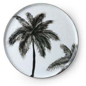 Farfurie intinsa alba/neagra din portelan 22 cm Palms HK Living