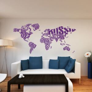 World map - autocolant de perete Mov 200 x 100 cm